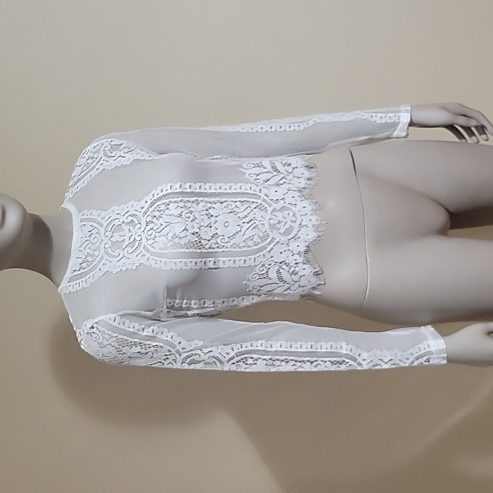 White sheer long sleeve top